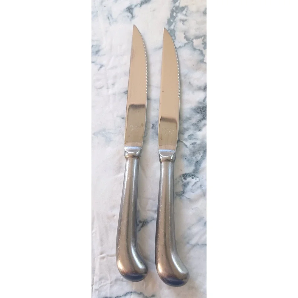 Japan Stainless Steel Hollow Handle Dinner Knives 2pc Pistol Grip Replacement